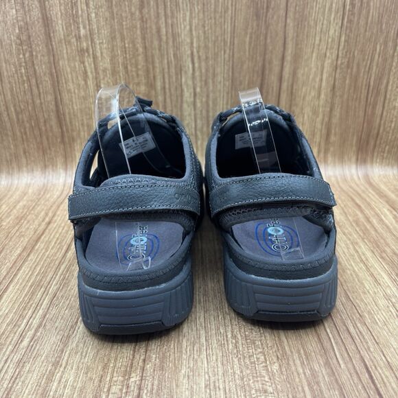 Orthofeet Alpine Men Size 8.5 2E Fisherman Sandals Shoes‎ Black Gray Leather 598